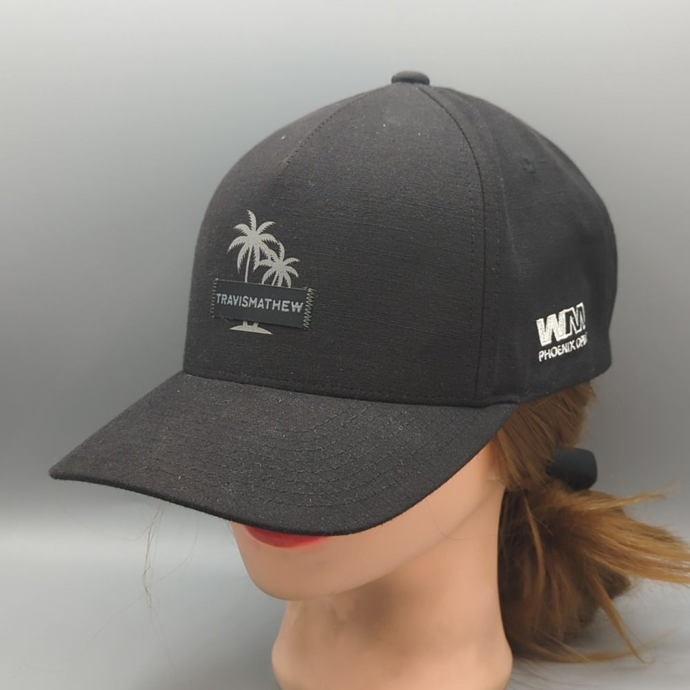 Travis Mathew Hat Cap WM Waste Management Phoenix Open Black Snapback Adjustable